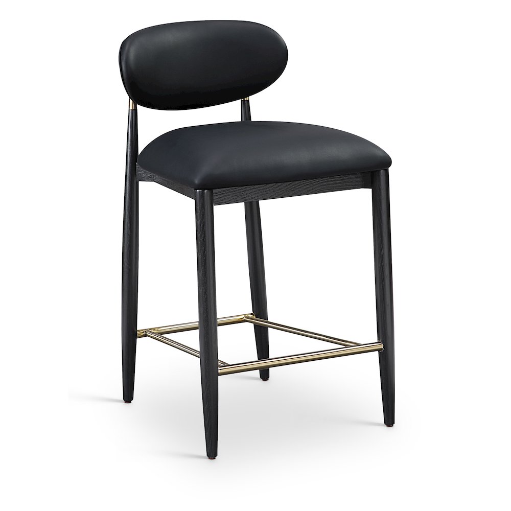 Riccio Black Vegan Leather Upholstered Stool