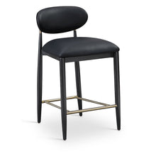 Riccio Black Vegan Leather Upholstered Stool