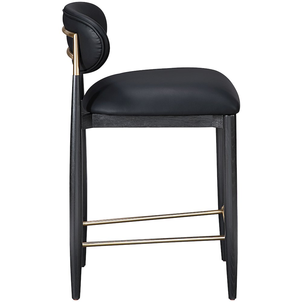 Riccio Black Vegan Leather Upholstered Stool
