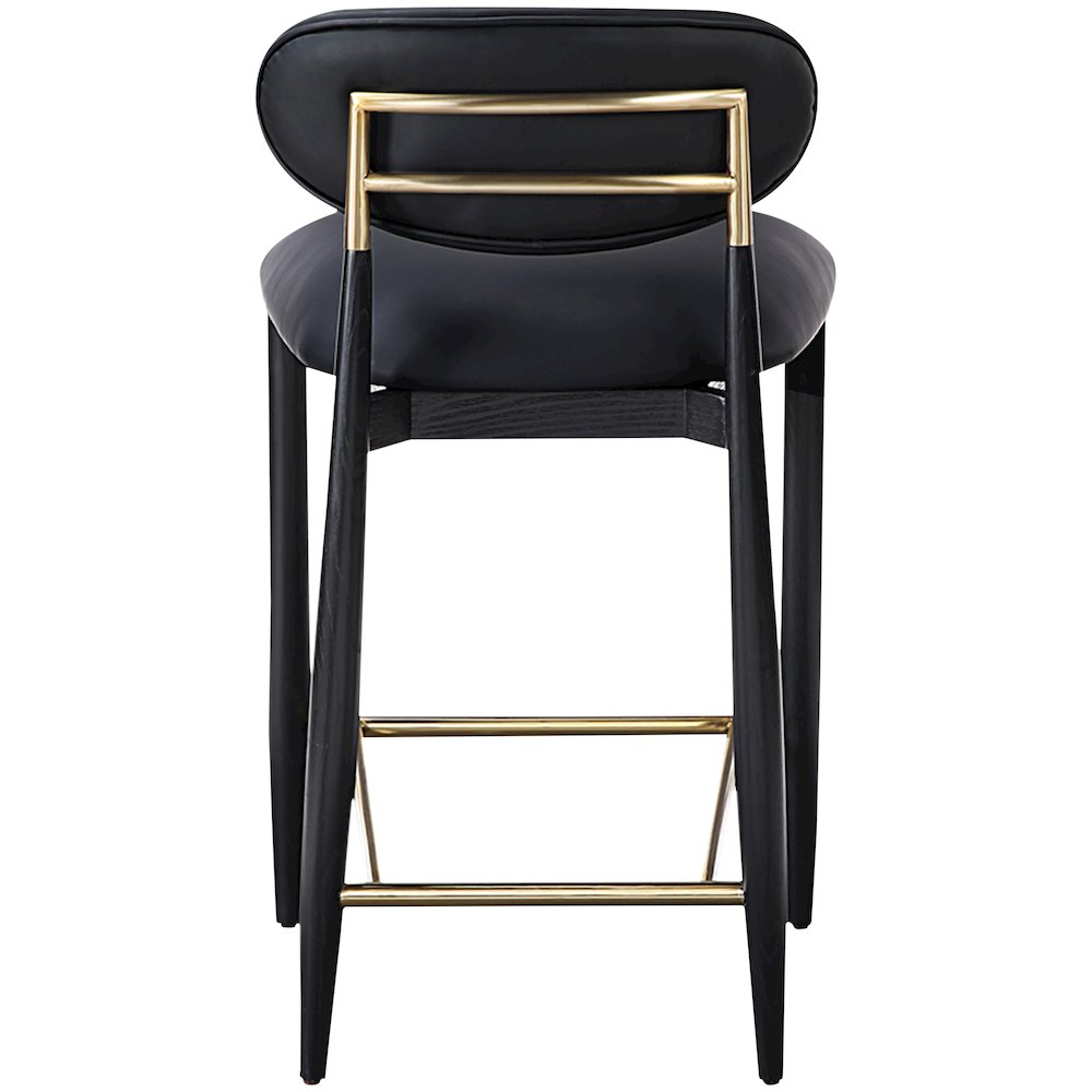 Riccio Black Vegan Leather Upholstered Stool