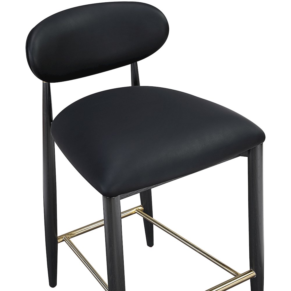 Riccio Black Vegan Leather Upholstered Stool