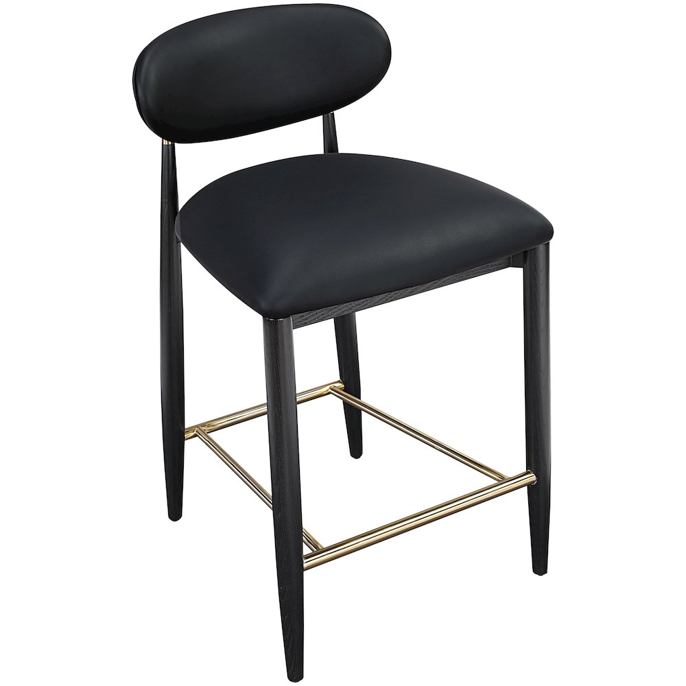Riccio Black Vegan Leather Upholstered Stool