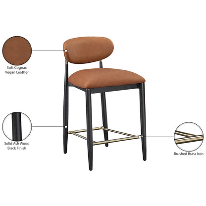 Riccio Cognac Vegan Leather Upholstered Stool
