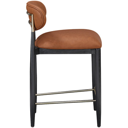 Riccio Cognac Vegan Leather Upholstered Stool