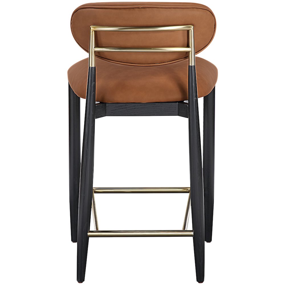 Riccio Cognac Vegan Leather Upholstered Stool