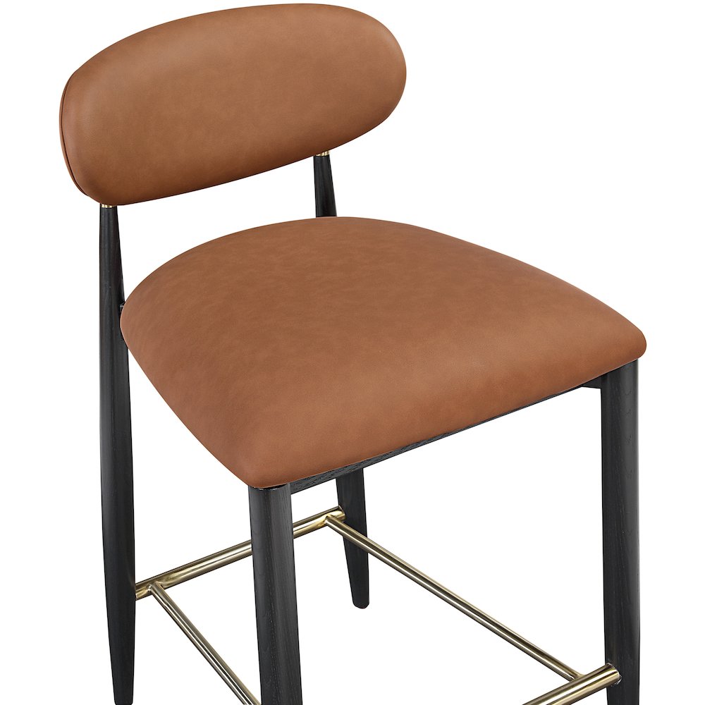 Riccio Cognac Vegan Leather Upholstered Stool
