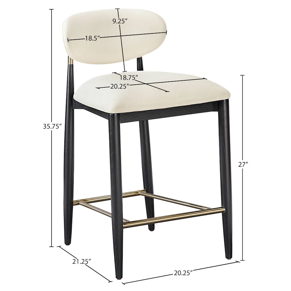 Riccio Cream Vegan Leather Upholstered Stool
