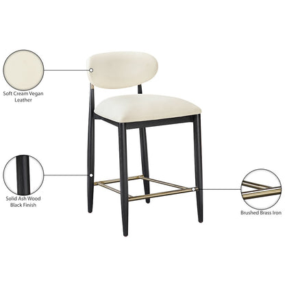 Riccio Cream Vegan Leather Upholstered Stool
