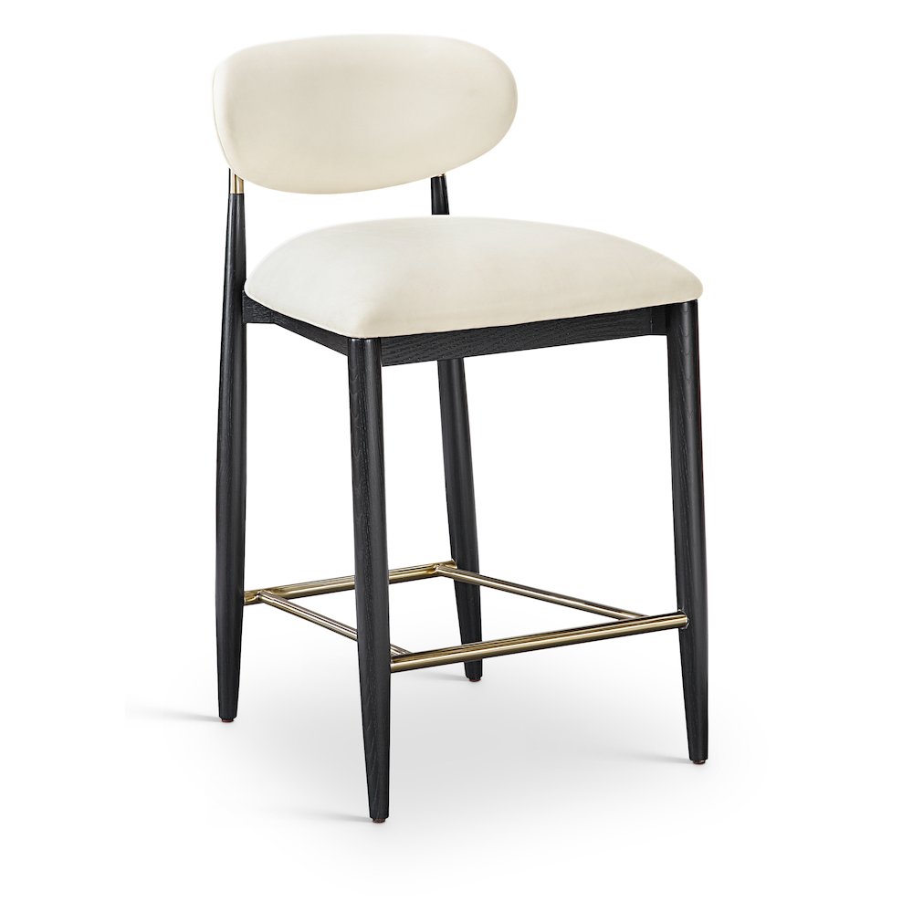Riccio Cream Vegan Leather Upholstered Stool
