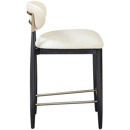 Riccio Cream Vegan Leather Upholstered Stool