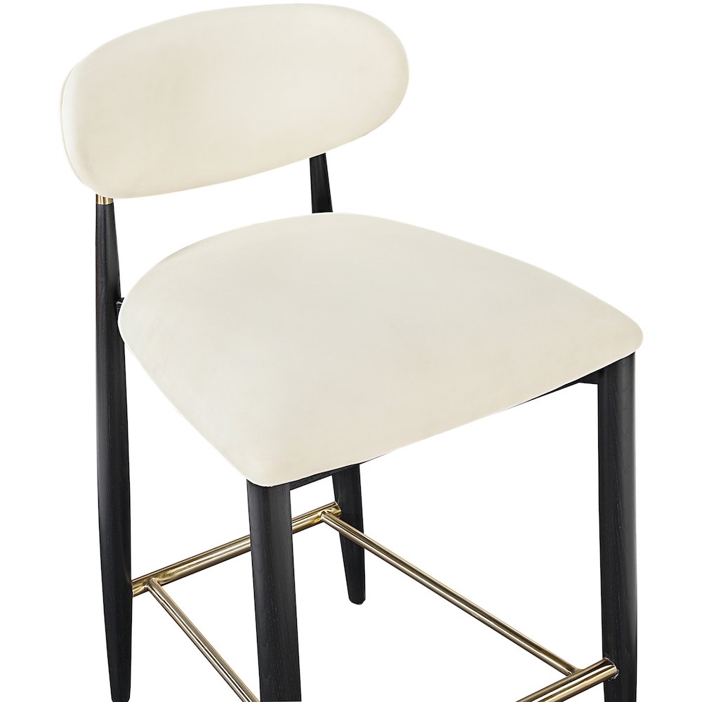 Riccio Cream Vegan Leather Upholstered Stool