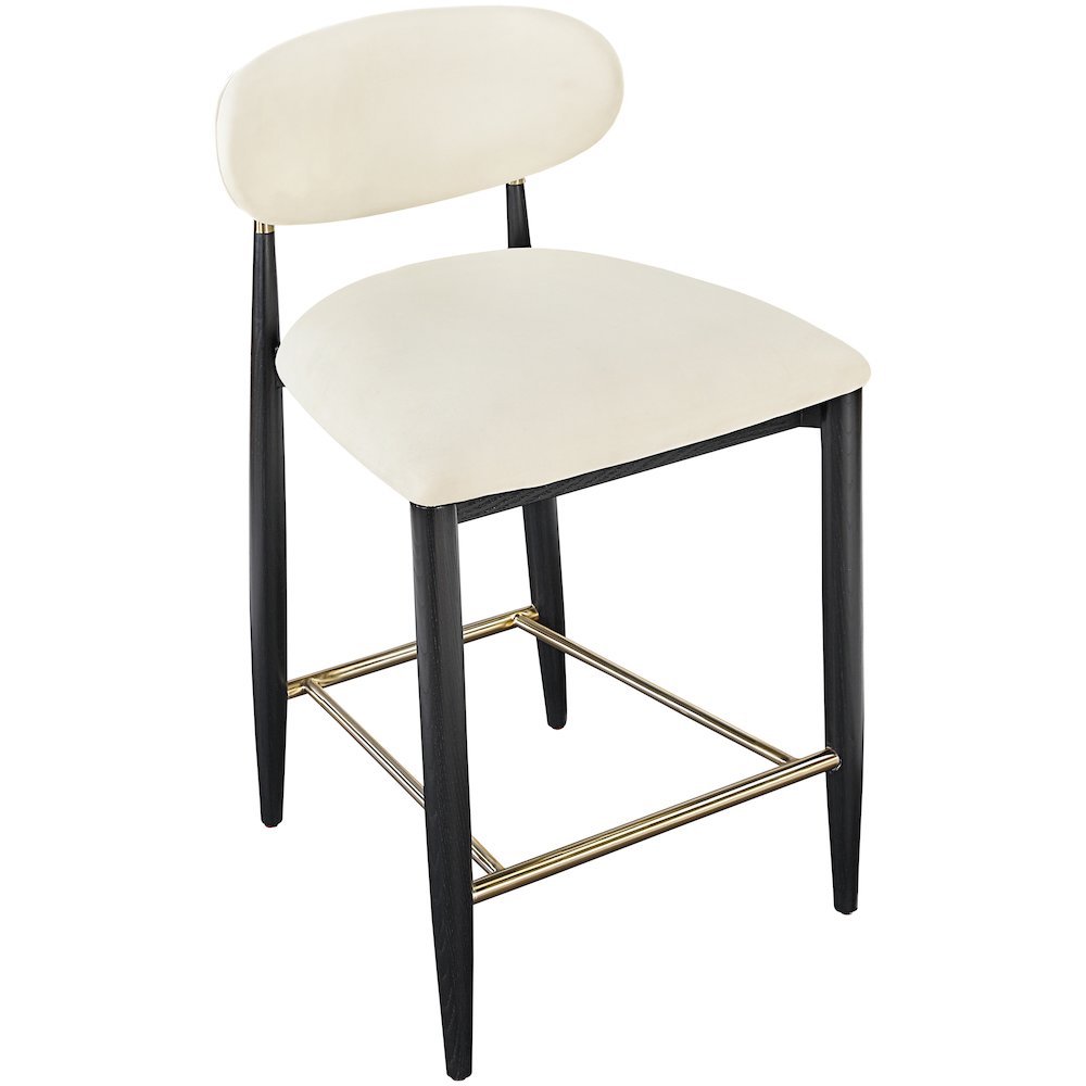 Riccio Cream Vegan Leather Upholstered Stool