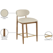 Riccio Beige Vegan Leather Upholstered Stool