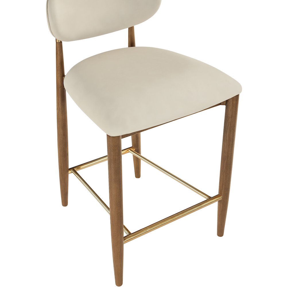 Riccio Beige Vegan Leather Upholstered Stool