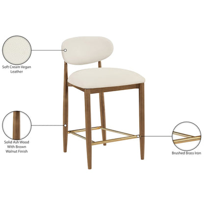 Riccio Cream Vegan Leather Upholstered Stool