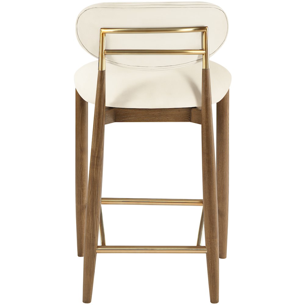 Riccio Cream Vegan Leather Upholstered Stool