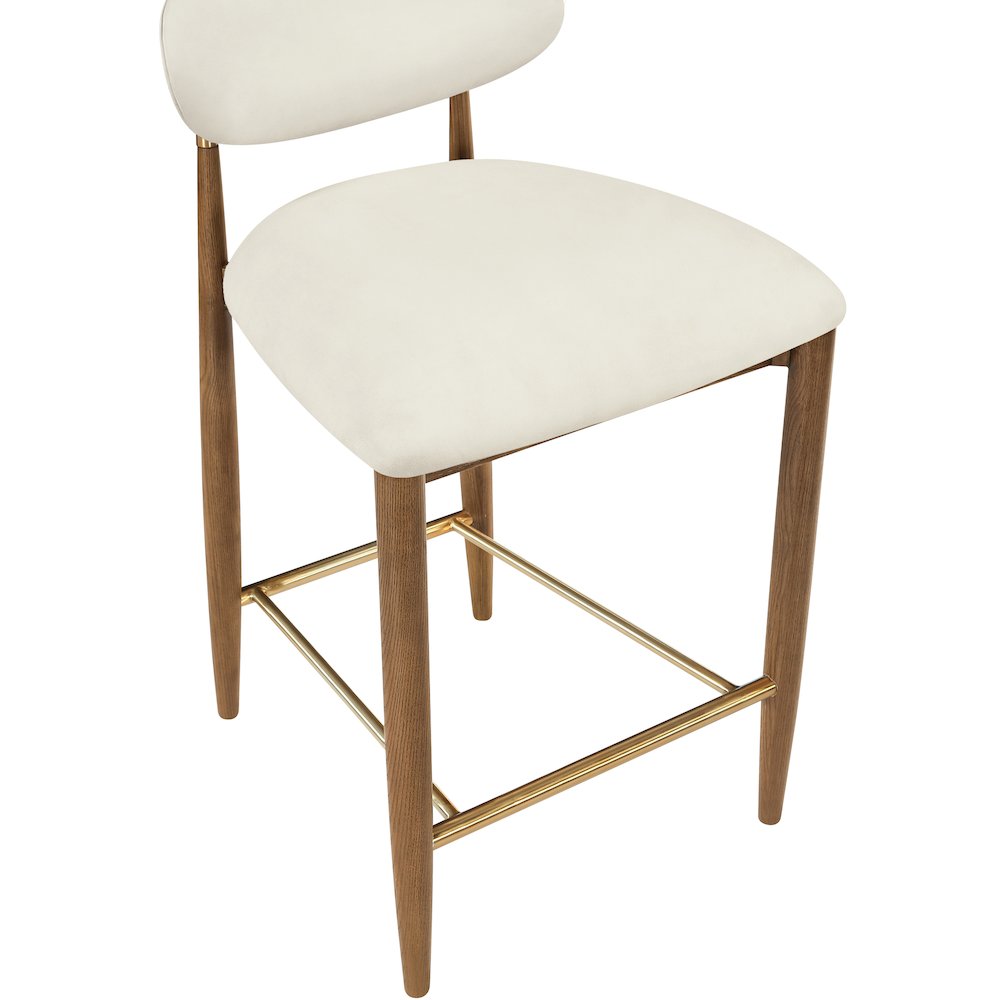 Riccio Cream Vegan Leather Upholstered Stool