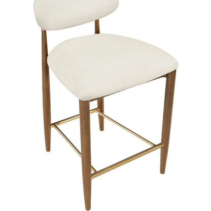 Riccio Cream Vegan Leather Upholstered Stool