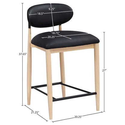 Riccio Black Vegan Leather Upholstered Stool