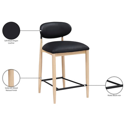 Riccio Black Vegan Leather Upholstered Stool