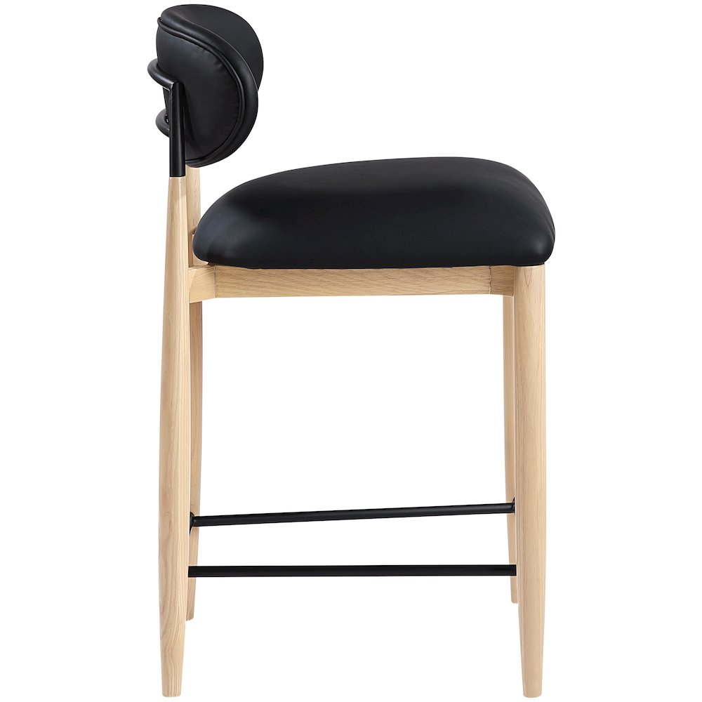 Riccio Black Vegan Leather Upholstered Stool