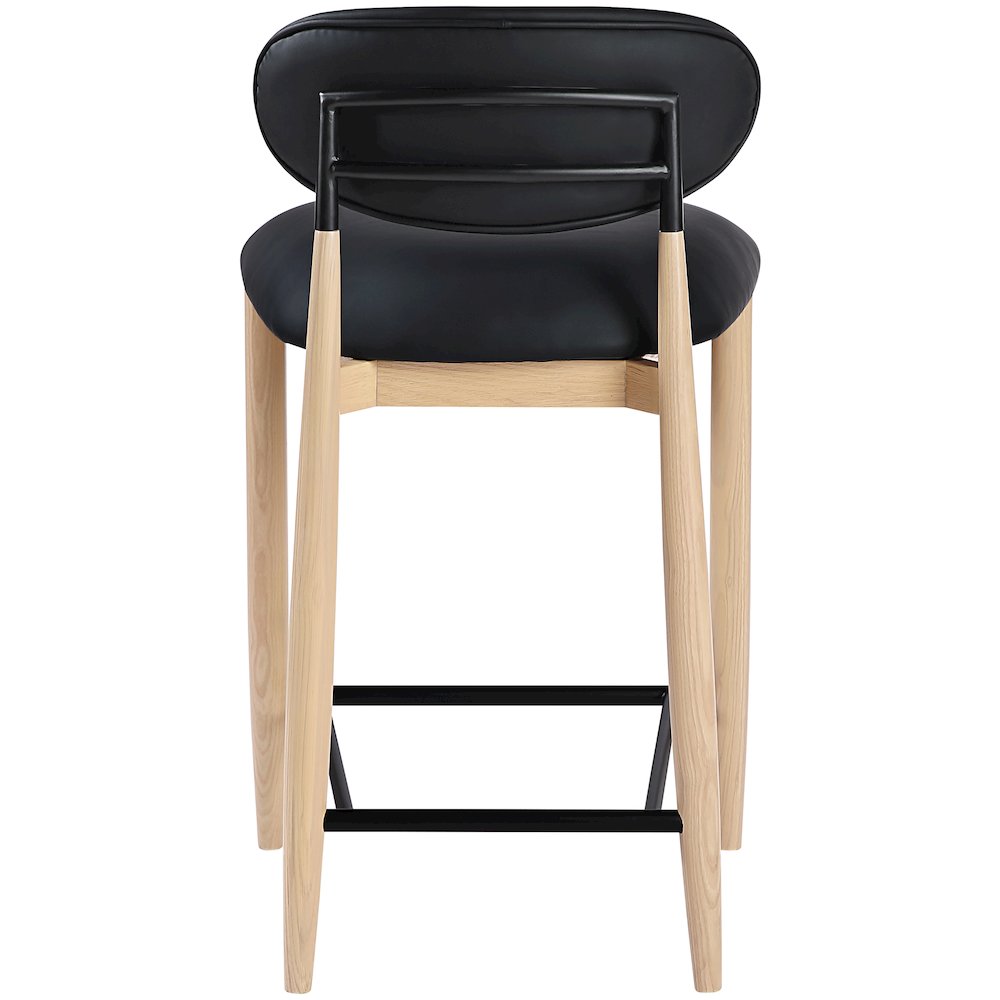 Riccio Black Vegan Leather Upholstered Stool