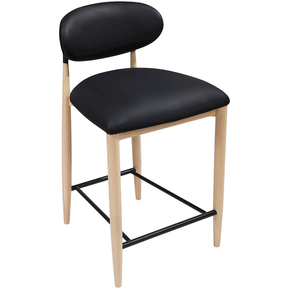 Riccio Black Vegan Leather Upholstered Stool