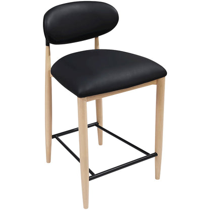 Riccio Black Vegan Leather Upholstered Stool