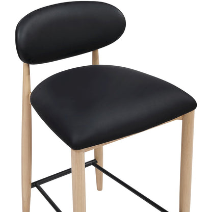 Riccio Black Vegan Leather Upholstered Stool