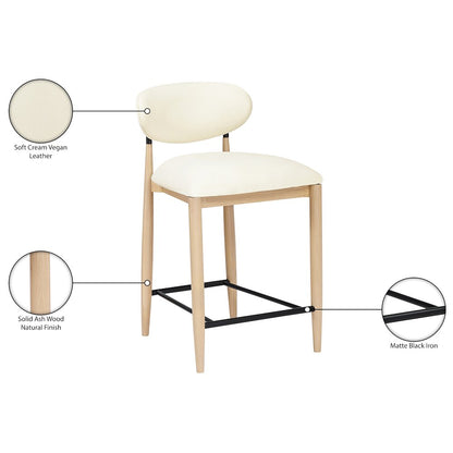 Riccio Cream Vegan Leather Upholstered Stool