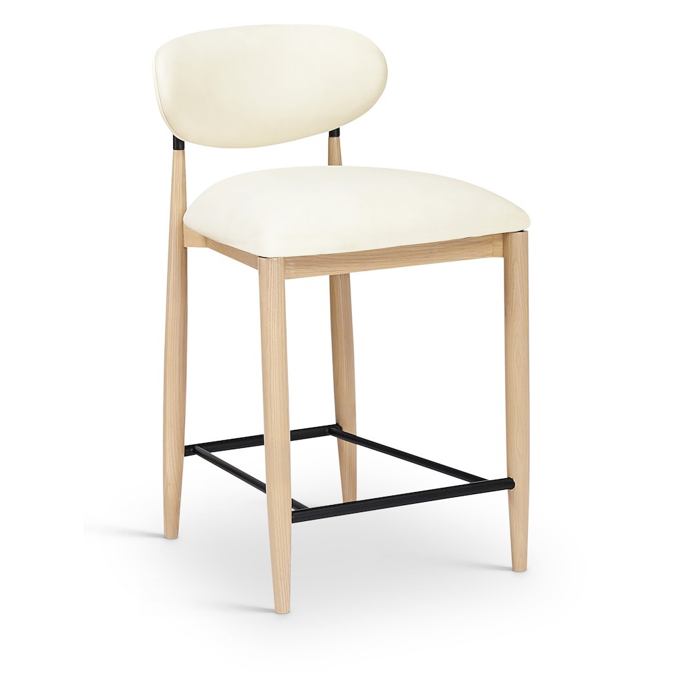 Riccio Cream Vegan Leather Upholstered Stool