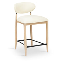 Riccio Cream Vegan Leather Upholstered Stool