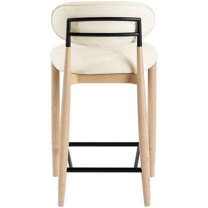 Riccio Cream Vegan Leather Upholstered Stool