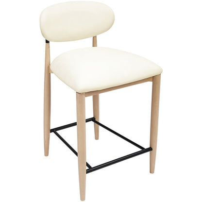 Riccio Cream Vegan Leather Upholstered Stool