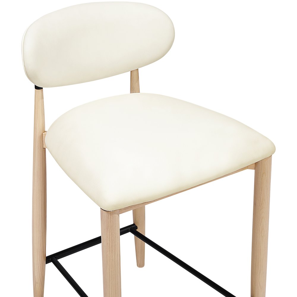 Riccio Cream Vegan Leather Upholstered Stool