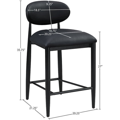 Riccio Black Vegan Leather Upholstered Stool