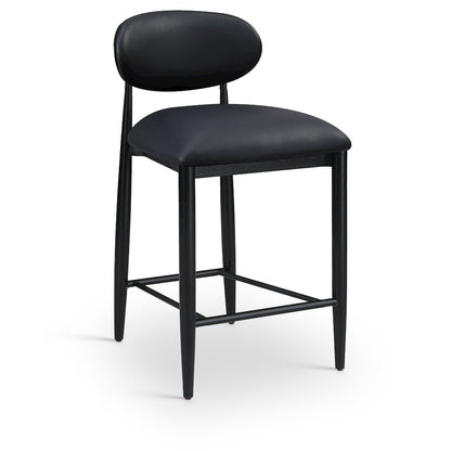 Riccio Black Vegan Leather Upholstered Stool