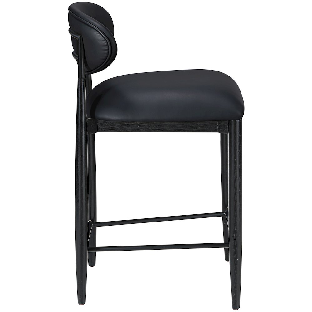 Riccio Black Vegan Leather Upholstered Stool