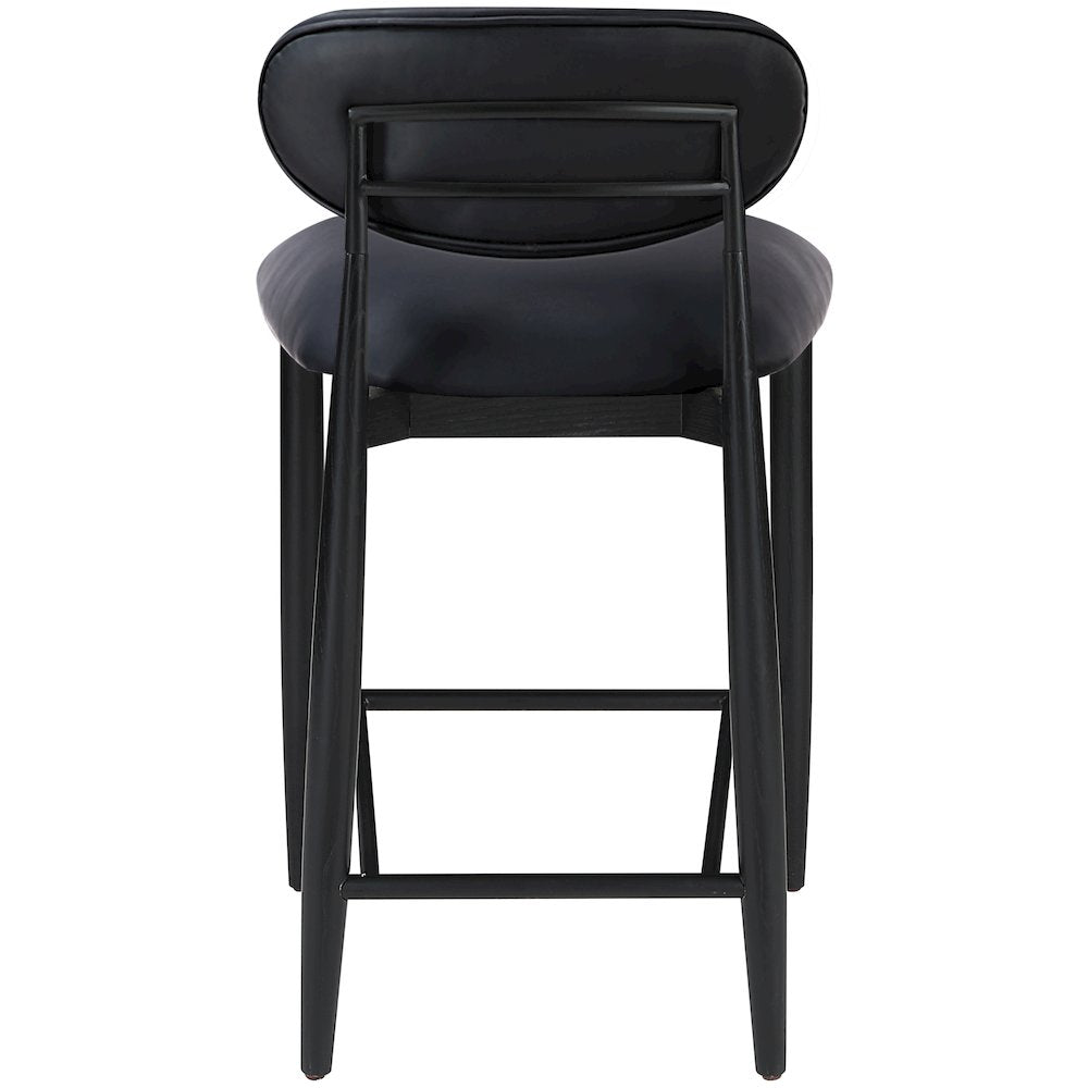 Riccio Black Vegan Leather Upholstered Stool