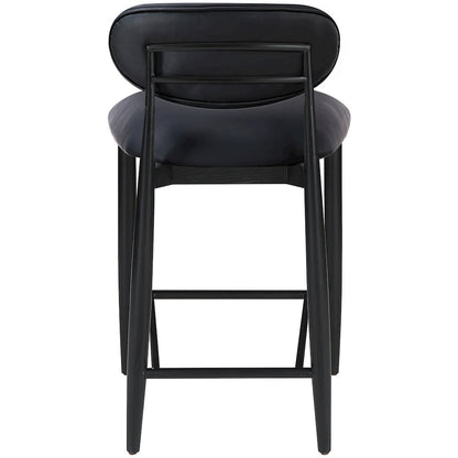 Riccio Black Vegan Leather Upholstered Stool
