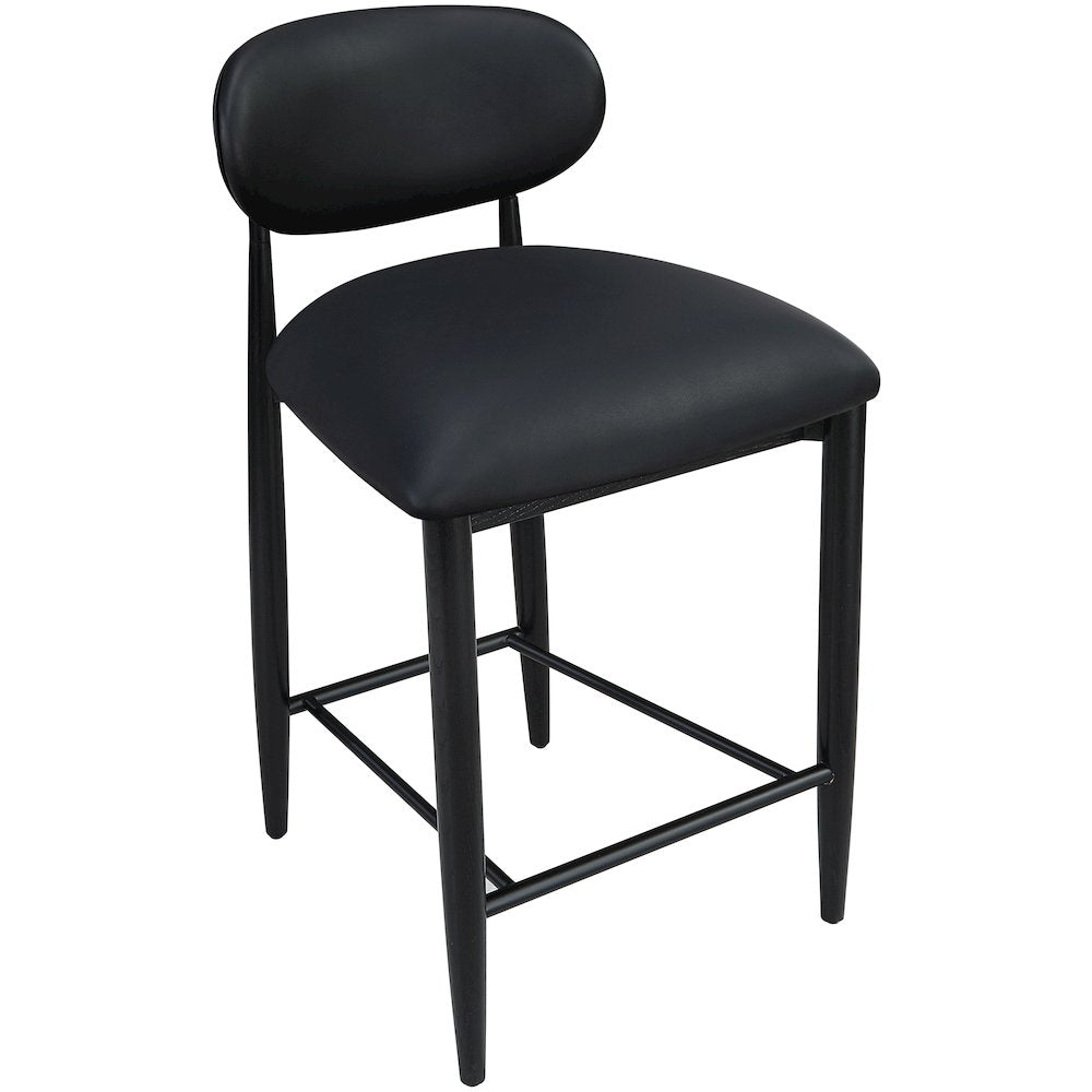Riccio Black Vegan Leather Upholstered Stool