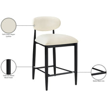 Riccio Cream Vegan Leather Upholstered Stool