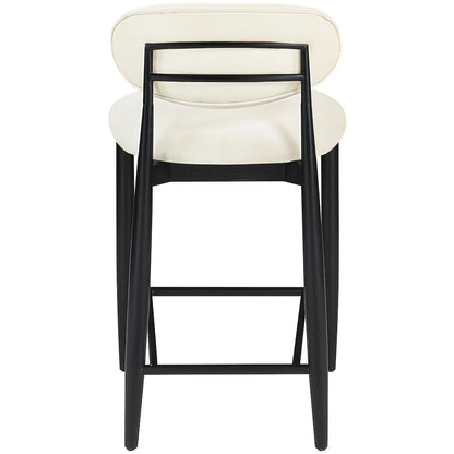 Riccio Cream Vegan Leather Upholstered Stool