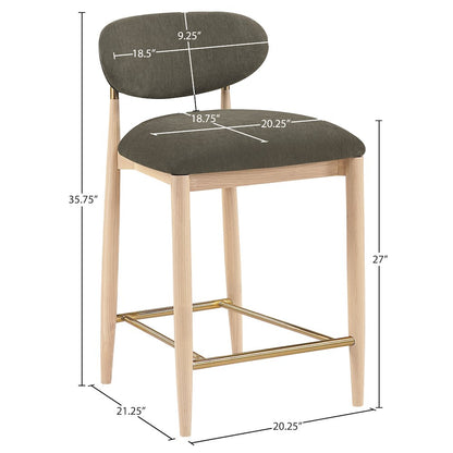 Riccio Brown Performance Fabric Upholstered Stool