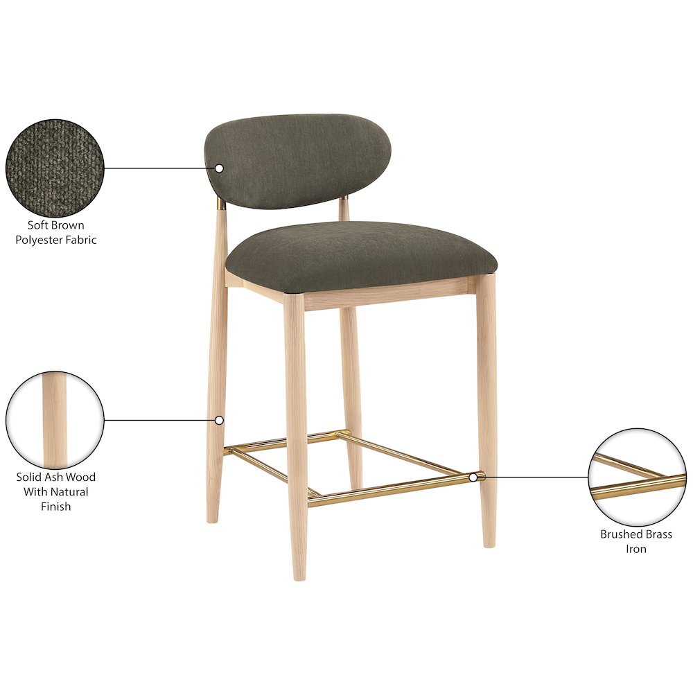 Riccio Brown Performance Fabric Upholstered Stool