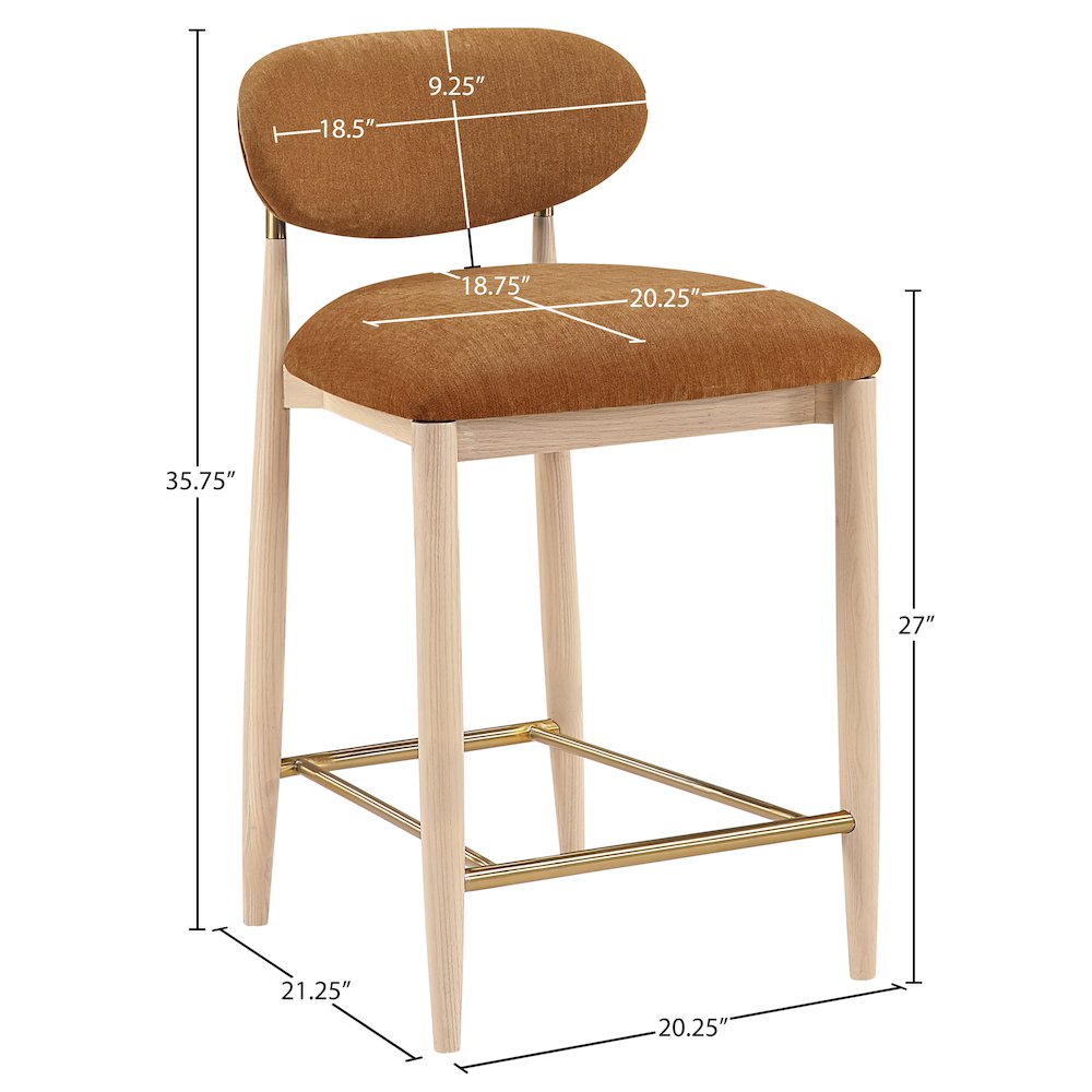 Riccio Cognac Performance Fabric Upholstered Stool