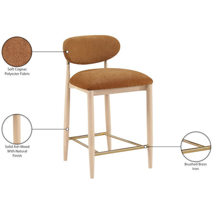 Riccio Cognac Performance Fabric Upholstered Stool