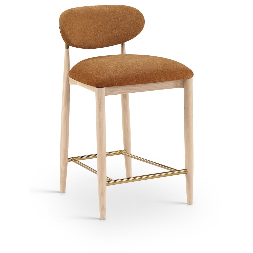 Riccio Cognac Performance Fabric Upholstered Stool