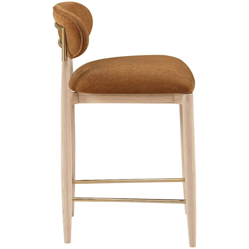 Riccio Cognac Performance Fabric Upholstered Stool