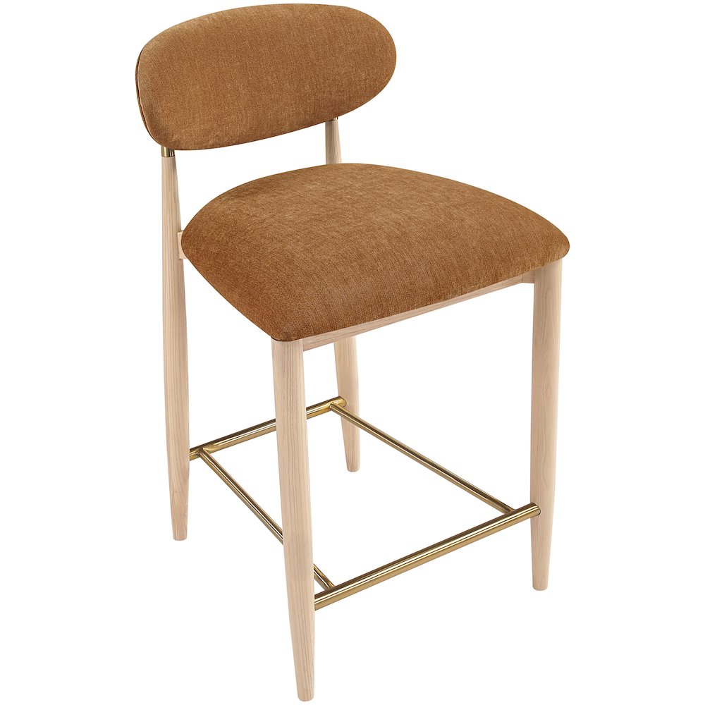 Riccio Cognac Performance Fabric Upholstered Stool